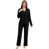 imageWiWi Womens Pajama Set Soft Ribbed Lounge Sets Long Seeve Sleepwear Button Down Pants Warm Nightwear PJs SXXLBlack