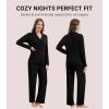 imageWiWi Womens Pajama Set Soft Ribbed Lounge Sets Long Seeve Sleepwear Button Down Pants Warm Nightwear PJs SXXLBlack
