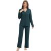 imageWiWi Womens Pajama Set Soft Ribbed Lounge Sets Long Seeve Sleepwear Button Down Pants Warm Nightwear PJs SXXLDeep Teal