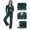 imageWiWi Womens Pajama Set Soft Ribbed Lounge Sets Long Seeve Sleepwear Button Down Pants Warm Nightwear PJs SXXLDeep Teal