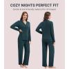 imageWiWi Womens Pajama Set Soft Ribbed Lounge Sets Long Seeve Sleepwear Button Down Pants Warm Nightwear PJs SXXLDeep Teal