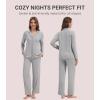 imageWiWi Womens Pajama Set Soft Ribbed Lounge Sets Long Seeve Sleepwear Button Down Pants Warm Nightwear PJs SXXLHeather Grey