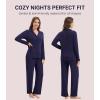 imageWiWi Womens Pajama Set Soft Ribbed Lounge Sets Long Seeve Sleepwear Button Down Pants Warm Nightwear PJs SXXLNavy Blue