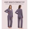 imageWiWi Womens Pajama Set Soft Ribbed Lounge Sets Long Seeve Sleepwear Button Down Pants Warm Nightwear PJs SXXLPurplish Grey