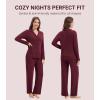 imageWiWi Womens Pajama Set Soft Ribbed Lounge Sets Long Seeve Sleepwear Button Down Pants Warm Nightwear PJs SXXLWine Red