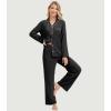 imageWiWi Womens Pajama Sets 2 Piece Button Down Lounge Set Soft Ribbed Long Sleeve Top and Pants Sleepwear SXXLBlack