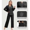 imageWiWi Womens Pajama Sets 2 Piece Button Down Lounge Set Soft Ribbed Long Sleeve Top and Pants Sleepwear SXXLBlack