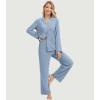 imageWiWi Womens Pajama Sets 2 Piece Button Down Lounge Set Soft Ribbed Long Sleeve Top and Pants Sleepwear SXXLGrayish Blue