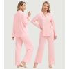 imageWiWi Womens Pajama Sets 2 Piece Button Down Lounge Set Soft Ribbed Long Sleeve Top and Pants Sleepwear SXXLPeach Pink