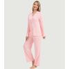imageWiWi Womens Pajama Sets 2 Piece Button Down Lounge Set Soft Ribbed Long Sleeve Top and Pants Sleepwear SXXLPeach Pink
