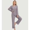 imageWiWi Womens Pajama Sets 2 Piece Button Down Lounge Set Soft Ribbed Long Sleeve Top and Pants Sleepwear SXXLPurplish Grey