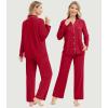 imageWiWi Womens Pajama Sets 2 Piece Button Down Lounge Set Soft Ribbed Long Sleeve Top and Pants Sleepwear SXXLWind Red