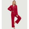imageWiWi Womens Pajama Sets 2 Piece Button Down Lounge Set Soft Ribbed Long Sleeve Top and Pants Sleepwear SXXLWind Red