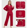 imageWiWi Womens Pajama Sets 2 Piece Button Down Lounge Set Soft Ribbed Long Sleeve Top and Pants Sleepwear SXXLWind Red