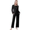 imageWiWi Maternity Nursing Pajama Set 2 Piece Bamboo Viscose Breastfeeding Pajamas Womens Pregnancy Sleepwear SXXLBlack