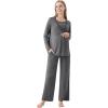 imageWiWi Maternity Nursing Pajama Set 2 Piece Bamboo Viscose Breastfeeding Pajamas Womens Pregnancy Sleepwear SXXLDark Heather Grey