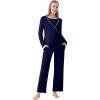 imageWiWi Maternity Nursing Pajama Set 2 Piece Bamboo Viscose Breastfeeding Pajamas Womens Pregnancy Sleepwear SXXLNavy