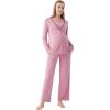 imageWiWi Maternity Nursing Pajama Set 2 Piece Bamboo Viscose Breastfeeding Pajamas Womens Pregnancy Sleepwear SXXLPurple Powder