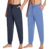 imageWiWi Mens Bamboo Viscose Pajama Jogger Pants 1 or 2 Pack Open Fly Lounge Bottoms Sleep Long Pj Joggers Sweatpant SXXLBmidnight BlueFog Blue