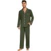imageWiWi Mens Pajama Set Soft Sleepwear Button Down Pajamas Sets Classic Notch Collar Loungewear Viscose from Bamboo Pjs SXXLAdark Fence Green