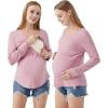 imageWiWi Womens Maternity Pajamas Top Viscose from Bamboo Pjs for Breastfeeding Long Sleeve Nursing Loungewear Pajamas SXXLMauve Pink