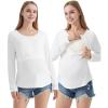 imageWiWi Womens Maternity Pajamas Top Viscose from Bamboo Pjs for Breastfeeding Long Sleeve Nursing Loungewear Pajamas SXXLRaw White