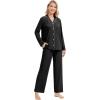 imageWiWi Womens Pajama Sets 2 Piece Button Down Lounge Set Soft Ribbed Long Sleeve Top and Pants Sleepwear SXXLBlack
