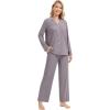 imageWiWi Womens Pajama Sets 2 Piece Button Down Lounge Set Soft Ribbed Long Sleeve Top and Pants Sleepwear SXXLPurplish Grey