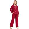 imageWiWi Womens Pajama Sets 2 Piece Button Down Lounge Set Soft Ribbed Long Sleeve Top and Pants Sleepwear SXXLWind Red