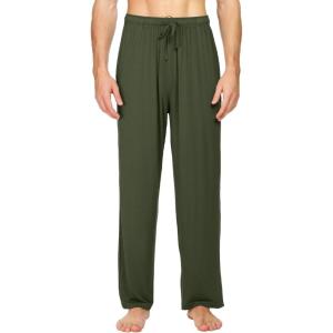 imageWiWi Mens Bamboo Viscose Pajama Pants Soft Lounge Bottoms Knit Big and Long Sweatpants Lightweight Sleep Pant Drawstring S4XAdark Fence Green