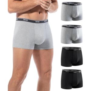imageWiWi Mens Modal Underwear 4Pack Boxer Briefs MoistureWicking Tagless Shorts Soft Stretchy Brief SXXLBlack Heather Grey4 Pack