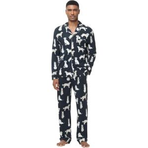 imageWiWi Mens Pajama Set Soft Sleepwear Button Down Pajamas Sets Classic Notch Collar Loungewear Viscose from Bamboo Pjs SXXLAdog