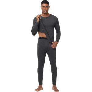 imageWiWi Thermal Underwear for Men Bamboo Viscose Long Johns Set Soft Warm Base Layer Lightweight Top and Bottom Sets SXXLBcharcoal Heather