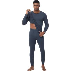 imageWiWi Thermal Underwear for Men Bamboo Viscose Long Johns Set Soft Warm Base Layer Lightweight Top and Bottom Sets SXXLBmidnight Blue
