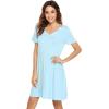 imageWiWi Nightgowns for Women Short Sleeve Sleepwear Soft Bamboo Viscose Pajamas Sleep Shirt Plus Size Loungewear S4XApale Blue