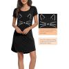 imageWiWi Nightgowns for Women Short Sleeve Sleepwear Soft Bamboo Viscose Pajamas Sleep Shirt Plus Size Loungewear S4XBblack Cat