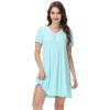 imageWiWi Nightgowns for Women Short Sleeve Sleepwear Soft Bamboo Viscose Pajamas Sleep Shirt Plus Size Loungewear S4XDaqua