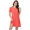 imageWiWi Nightgowns for Women Short Sleeve Sleepwear Soft Bamboo Viscose Pajamas Sleep Shirt Plus Size Loungewear S4XDcoral
