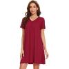 imageWiWi Nightgowns for Women Short Sleeve Sleepwear Soft Bamboo Viscose Pajamas Sleep Shirt Plus Size Loungewear S4XDgarnet