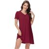 imageWiWi Nightgowns for Women Short Sleeve Sleepwear Soft Bamboo Viscose Pajamas Sleep Shirt Plus Size Loungewear S4XDwine