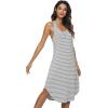 imageWiWi Soft Bamboo Viscose Nightgowns for Women Sleeveless Racerback Nightgown Plus Size Pajamas Sleepshirts S4XAgrey White Stripe