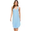 imageWiWi Soft Bamboo Viscose Nightgowns for Women Sleeveless Racerback Nightgown Plus Size Pajamas Sleepshirts S4XApale Blue