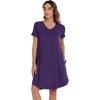imageWiWi Viscose from Bamboo Nightgowns for Women Short Sleeve Pajama Dress Vneck Summer Night Shirts SXXLAdark Purple