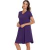 imageWiWi Viscose from Bamboo Nightgowns for Women Short Sleeve Pajama Dress Vneck Summer Night Shirts SXXLAdark Purple