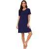 imageWiWi Viscose from Bamboo Nightgowns for Women Short Sleeve Pajama Dress Vneck Summer Night Shirts SXXLCnavy