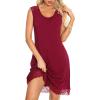imageWiWi Viscose from Bamboo Tank Nightgown for Women VNeck Sleeveless Sleep Gowns SXXLBwine