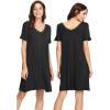 imageWiWi Nightgowns for Women Short Sleeve Sleepwear Soft Bamboo Viscose Pajamas Sleep Shirt Plus Size Loungewear S4XAblack