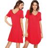 imageWiWi Nightgowns for Women Short Sleeve Sleepwear Soft Bamboo Viscose Pajamas Sleep Shirt Plus Size Loungewear S4XAbright Red