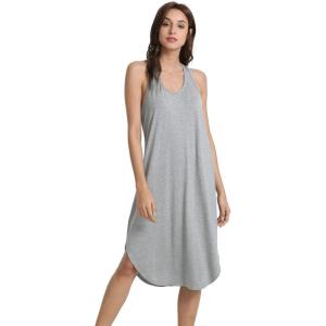 imageWiWi Soft Bamboo Viscose Nightgowns for Women Sleeveless Racerback Nightgown Plus Size Pajamas Sleepshirts S4XAheather Grey