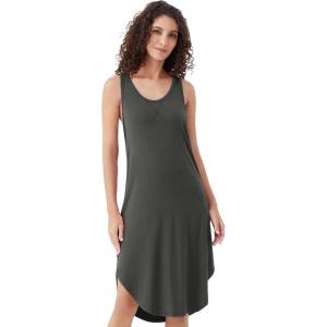 imageWiWi Soft Bamboo Viscose Nightgowns for Women Sleeveless Racerback Nightgown Plus Size Pajamas Sleepshirts S4XAiron Grey